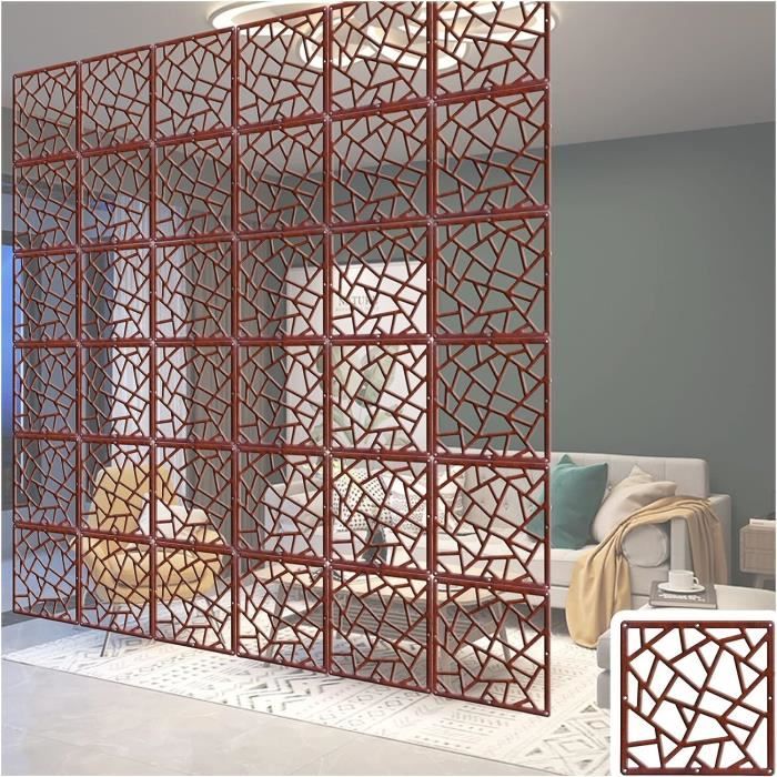 Lot De 12 Paravents Suspendus Décoratifs - Panneaux Plastique Blanc 40x40cm - Séparateur De Pièce Design