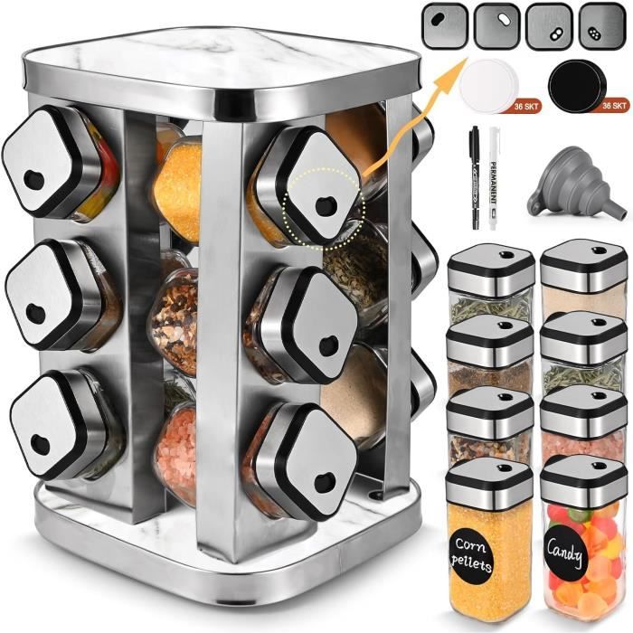 Deco Haus® Pot A Epices En Verre Avec Étiquettes D'épices Lot De 24 Boite A Epices Cuisine Rangement, Bocal Epices Avec Couvercle Hermetiques - Boite Epices Cuisine, Rangement Epices