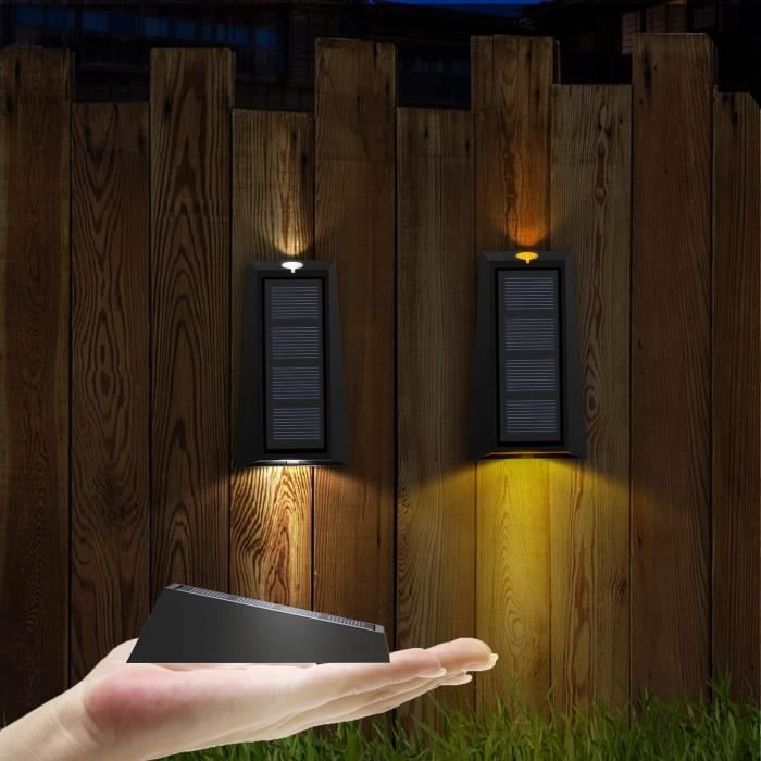Lot De 2 Appliques Murales Solaires LED Extérieur Double Lumière Avec Capteur - IP65