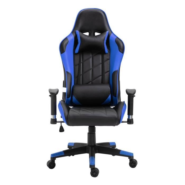 Grande Taille Racing Chaise De Gaming Dossier Haut Siege Et Reglable Repose Pied Avec Tetiere Support Lombaire Flexible Pour Chaise Achat Vente Chaise De Bureau Cdiscount