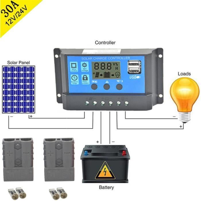 Tenoens 30a 12v 24v Regulateur Panneau Solaire Controleur De Charge Usb Connecteur Pour Les Fiches Anderson Noir Poi274 Achat Vente Chargeur De Piles Tenoens 30a 12v 24v Cdiscount