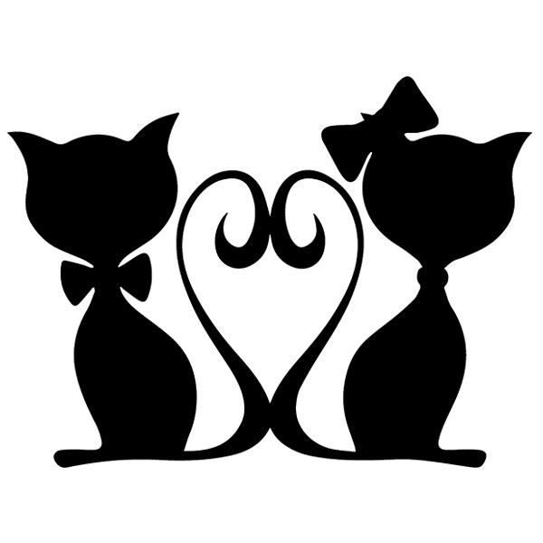 Sticker Decoration Amour Couple Chat Amoureux Queue Coeur 60x80 Cm Noir Chat033 Cdiscount Maison