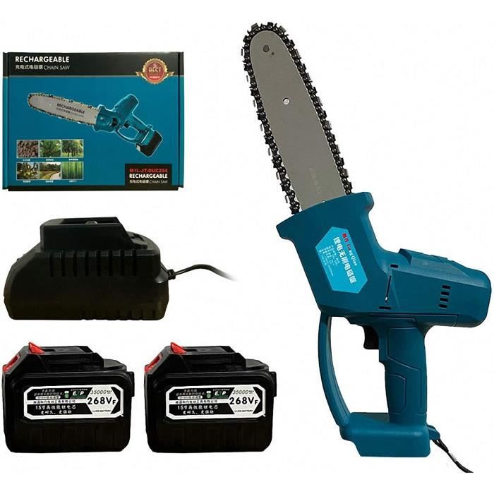 Mini Tronçonneuse Élagueuse Sans Fil – 88VF 1500W – 6 Pouces + 2 Batteries 6500mAh