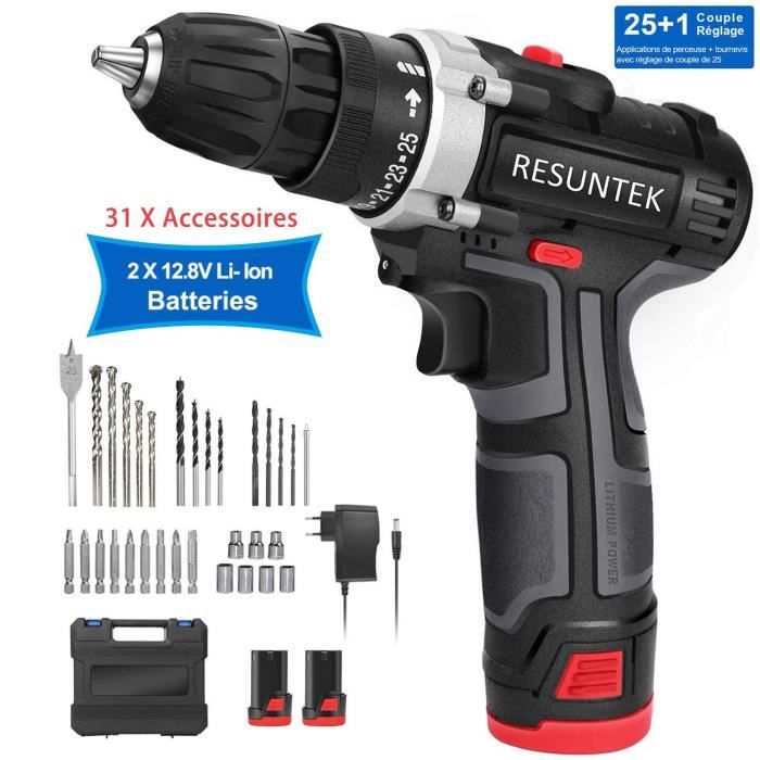 Perceuse Visseuse Sans Fil 12 8v Resuntek 28nm Brushless Perceuse A Percussion 2 Batteries 1300ah 31pcs D Accessoires Gratuit Achat Vente Perceuse Perceuse Visseuse Sans Fi 4079 Cdiscount