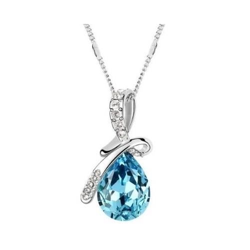 Arc en ciel Pierres Précieuses Zircon Cubique Pendentif Croix Collier 14K Or blanc plaqués argent 925