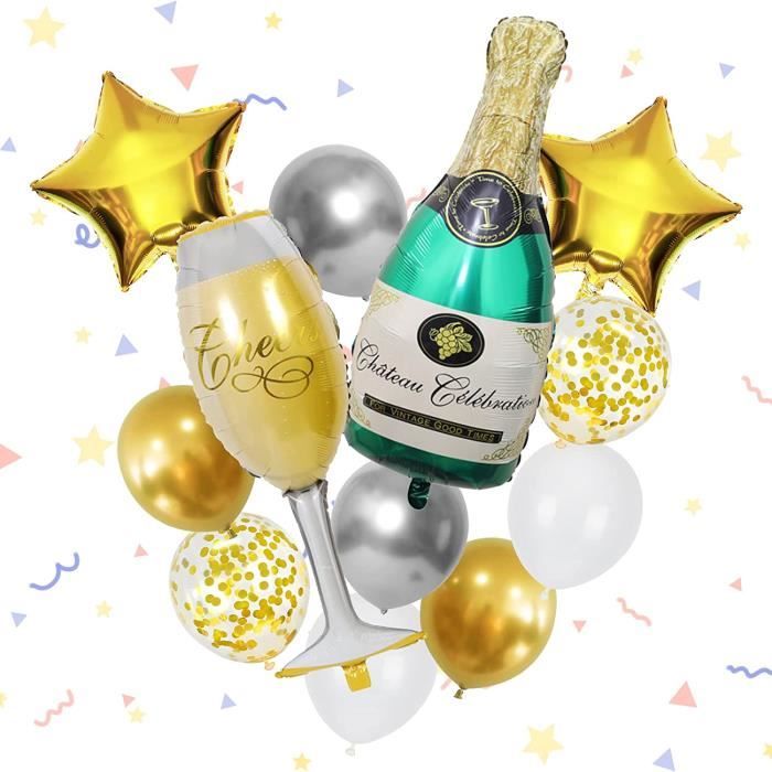Bouteille De Champagne Verre À Vin Célébration Ensemble De Ballons De Fête  Ballon En Métal Latex Fête D'Anniversaire Fournit[N2565] - Cdiscount Maison