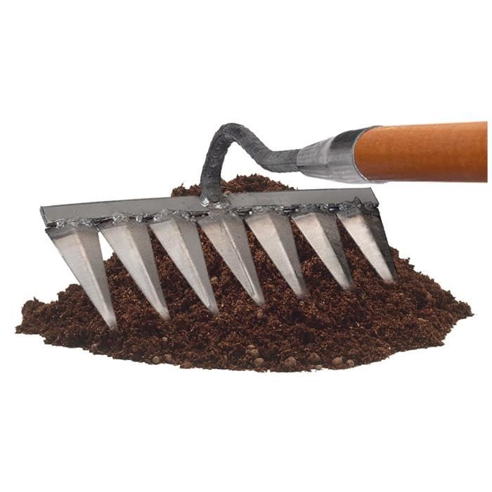 Rateau Jardin 5 Dents Acier, Outil Désherbage Et Ameublissement Sol, Scarificateur Gazon Manuel Sans Manche 99405215