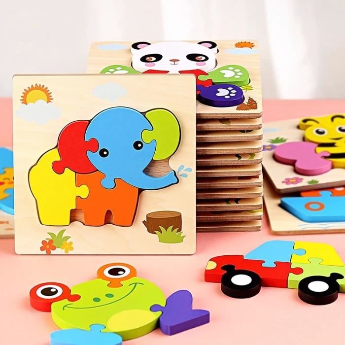 Jouets pour enfants Puzzles en bois 3D, Jouets de forme