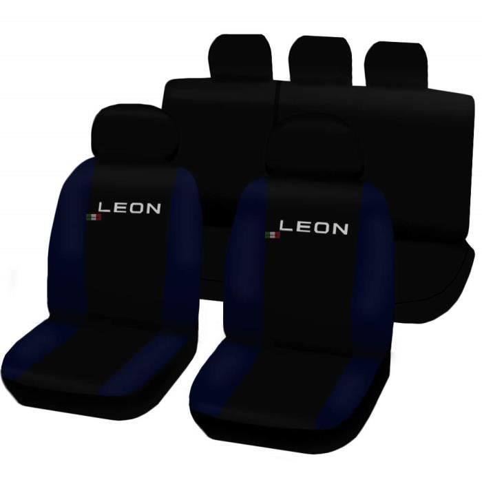 Lupex Shop N. BS Housses de siège Auto Seat Leon 3 à série Bicolore Nero-blu foncé