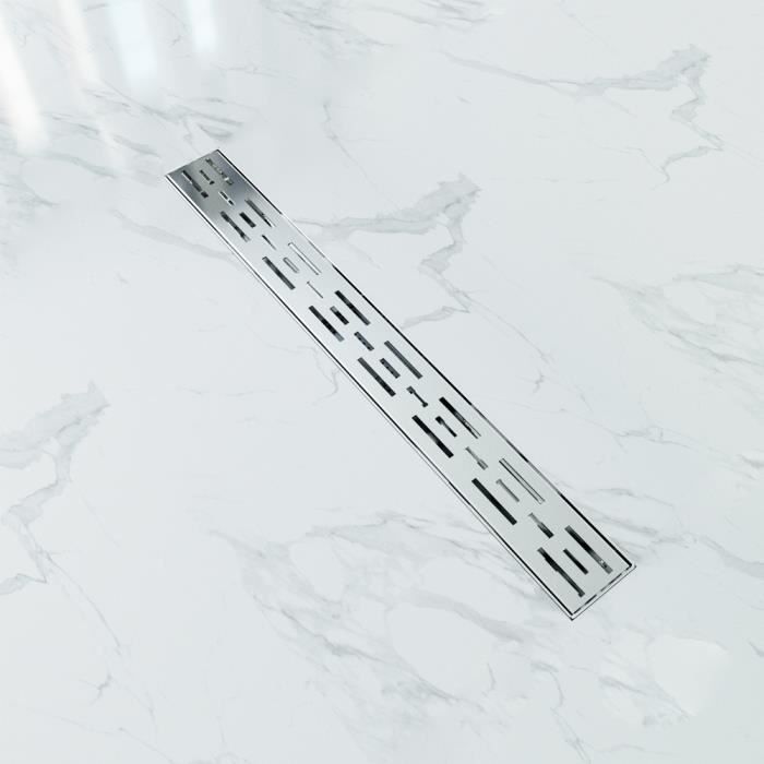 Aica Caniveau de Douche Italienne Acier Inoxydable 50 cm Siphon Sol D/évacuation le Mod/èle Bulles Drain de Douche Rectangulaire Extra Plat Argent