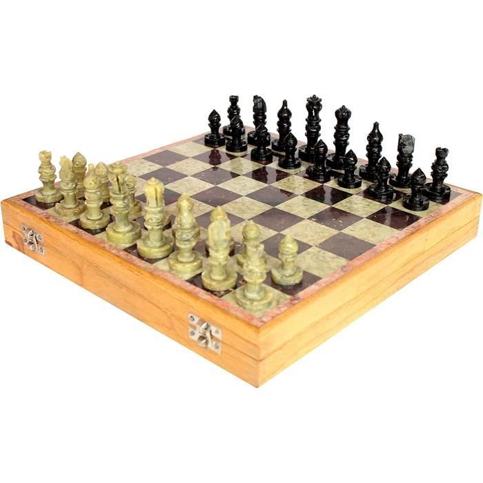 StonKraft Handmade Premium Wood 41 x 41 cm Chess Set - Set magnétique  Pliable en Bois avec Rangement