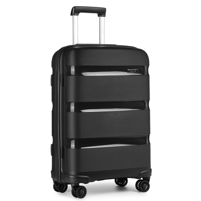 Kono Valise Trolley 76cm Valise Rigide Enregistrement en Polypropylène Légere à 4 Roulettes avec Serrure TSA Intégré 100L Noir