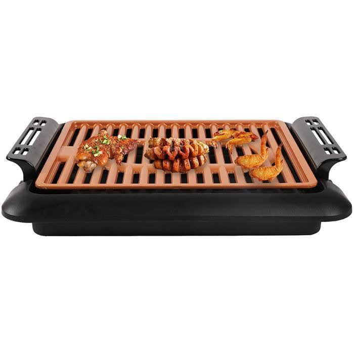 Barbecue électrique De Table Sans Fumée - Température Réglable, Bac à Eau, Grille Inox Amovible - Idéal Balcon, Intérieur