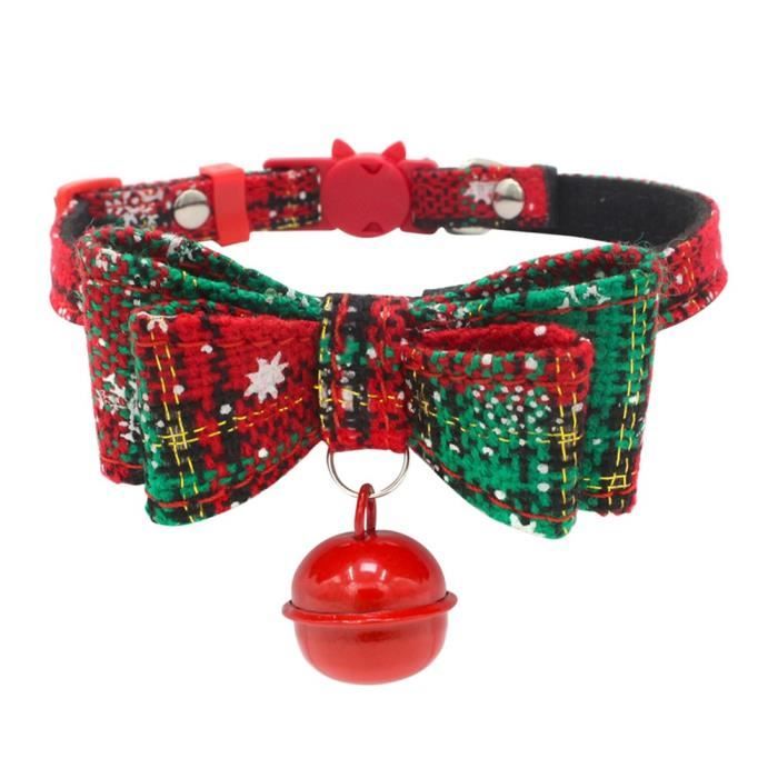 Costume De Noël Pour Chien Et Chat - Nœud Papillon Et Chapeau Père Noël, Réglable