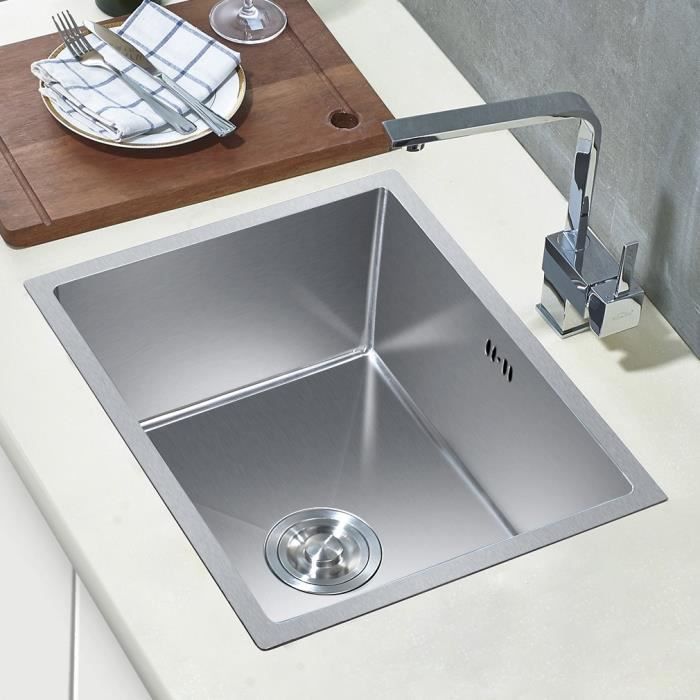 Auralum 1 Bac Evier De Cuisine Encastrable En Inox Brosse Evier