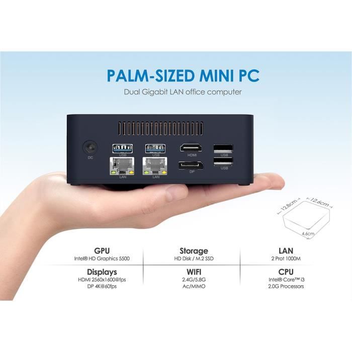 Vente Ordinateur de bureau Beelink Mini PC 8GB Ram 512GB M.2 SSD Windows 10 Ordinateur de Bureau Intel Core I3-5005U processeur double Gigabit LAN Port pas cher