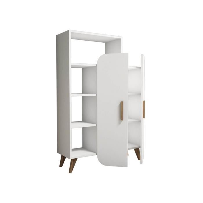 subleem armoire bari blanc  blanc   2 portes bibliothèque fonctionnel