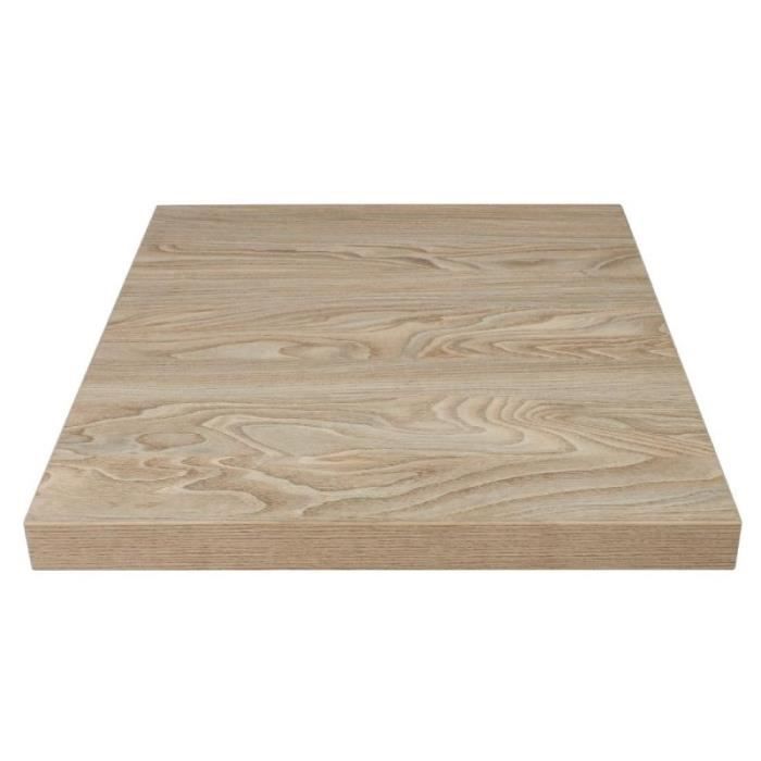 Plateau de table carré Bolero - Effet bois clair - 60cm - Panneau de particules mélaminé