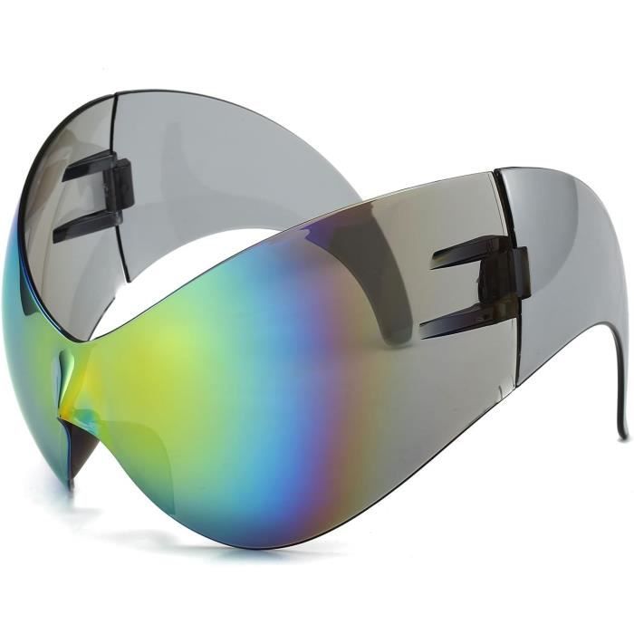 LJCZKA Y2k Lunettes De Soleil Surdimensionnées Sans Monture