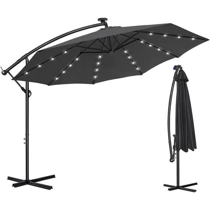 Parasol Déporté KESSER 350 Cm - Inclinable, Toile Imperméable, Manivelle - Pour Jardin Et Terrasse