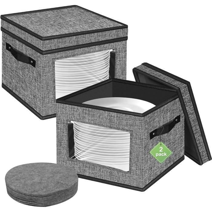 2 Sacs Rangement Vaisselle Camping En Feutre - Porte 8 Assiettes + 6 Tasses - Protection Anti-rayures - Pliable