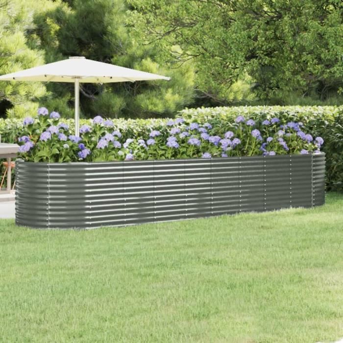 Jardinière Surélevée En Acier Enduit Anthracite – Grand Format 620x80x36 Cm | Pour Potager, Balcon, Terrasse | Résistante Aux Intempéries - 8