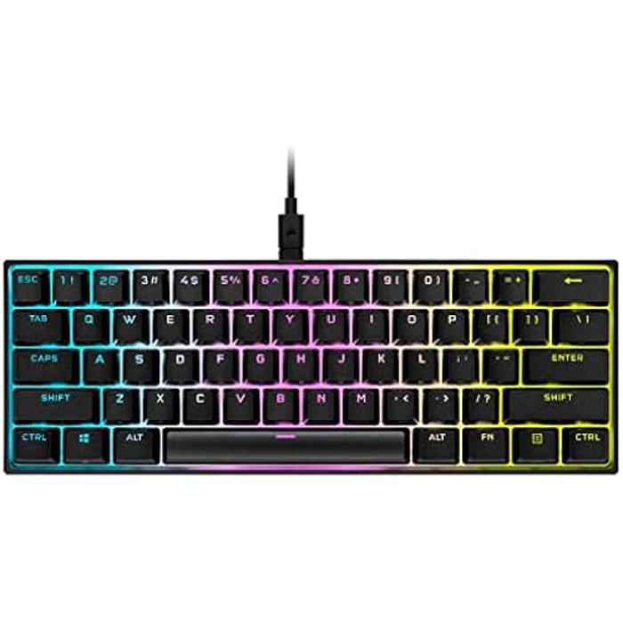 Corsair K65 RGB Mini 60% Clavier mécanique Filaire pour Jeux Interrupteurs Cherry MX Claviers PBT Double Shot Compatible avec iCUE QWERTY ES PC Mac Xbox