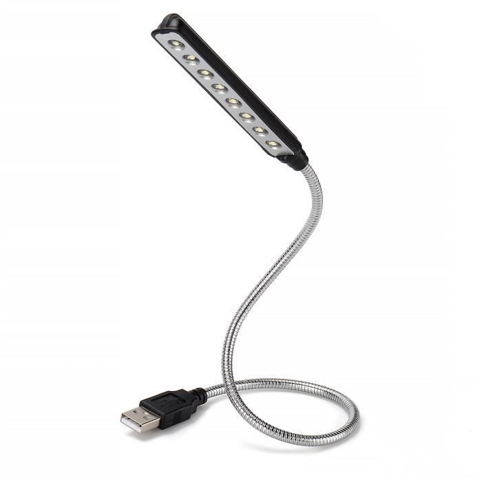 Lampe USB ordinateur Flexible 8 LED Daffodil Ult05 branchement sur Port USB pour éclairer clavier, écran, bureau Noir