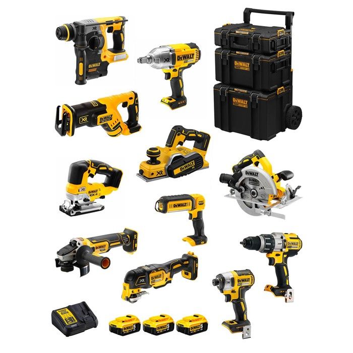 DeWALT Kit DWK1103 DCD996+DCH273+DCG405+DCF887+DCF899H+DCS334+DCS570+ DCS355+DCP580+DCS367+DCL050+ 3x50Ah +DCB115 +Caddy 3en1