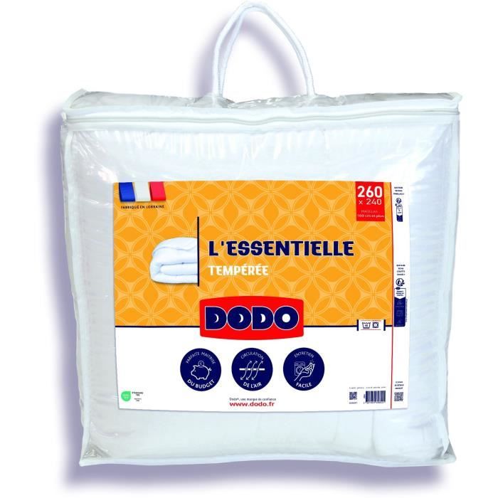 DODO Couette Tempérée - L'ESSENTIELLE - 240x260 cm - 100% Polyester VOLUPT'AIR 250gr/m²