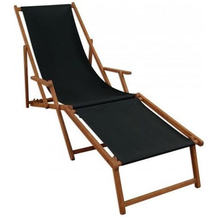 chaise longue de jardin noire - erst-holz - 10-305f - pliant - bois massif - noir