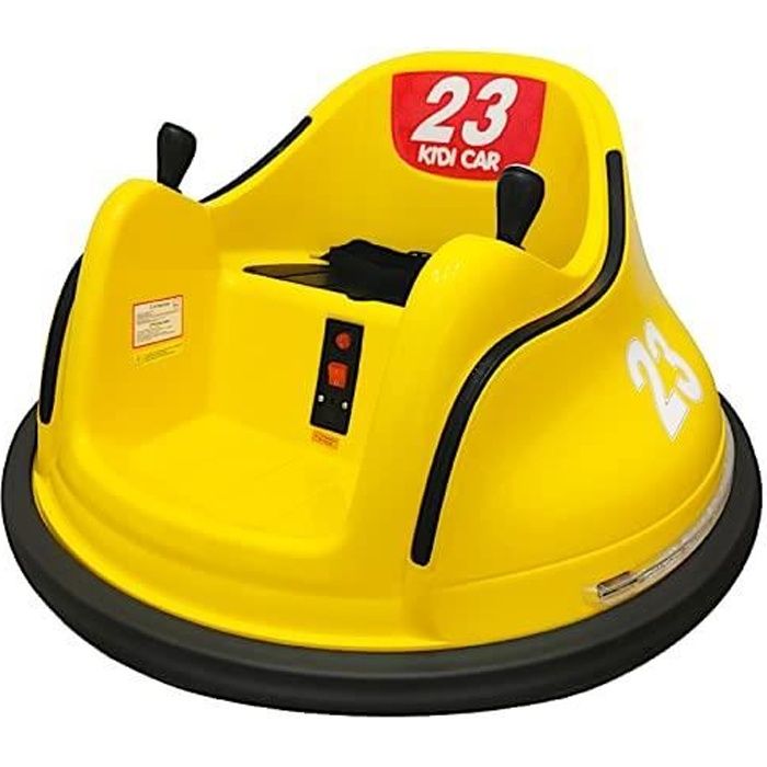 KIDI CAR - Voiture électrique enfant - Auto-tamponneuse 360°- Télécommande contrôle parentale - Ceinture de sécurité - Jaune