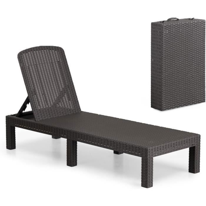 Chaise longue - TECTAKE - Bain de soleil pliable CLOUD réglable en