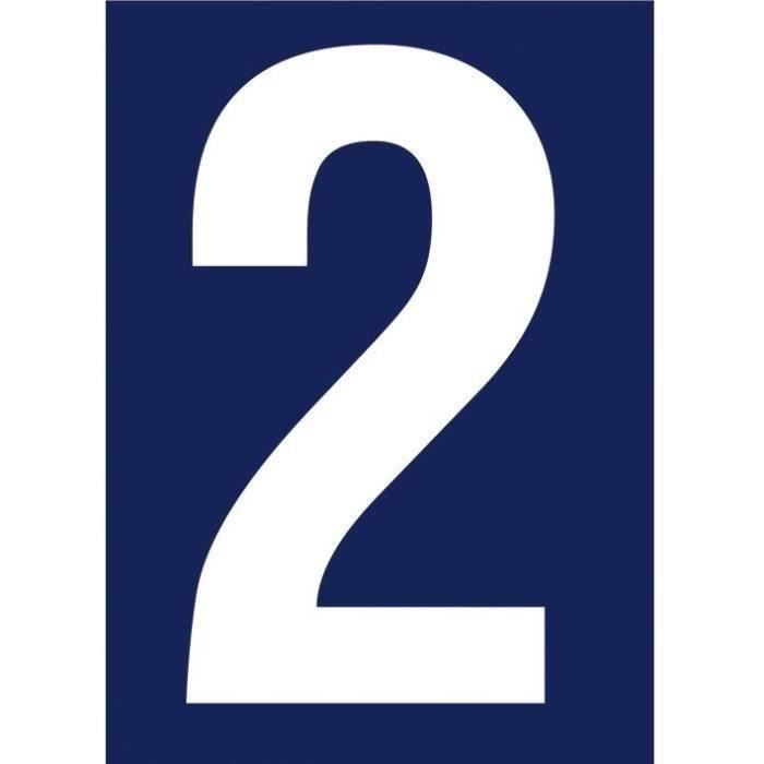 Chiffre adhésif N° rue 2 sur carte