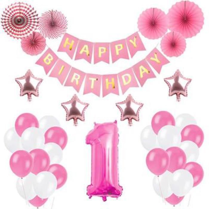 Ballon Rose Garcon Fille Joyeux Anniversaire Ballons Feuille Ballons Decorations De Fete D Anniversaire Cdiscount Maison