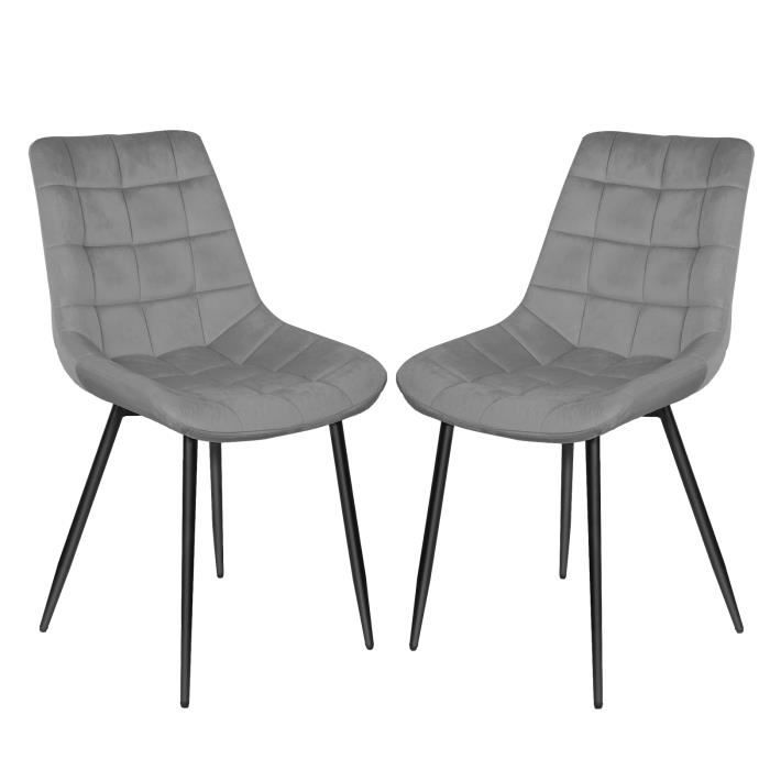 HOMEWELL. 2 X CHAISE SCANDINAVE, 50 CM X 39 CM X 88 CM, GRIS CLAIR