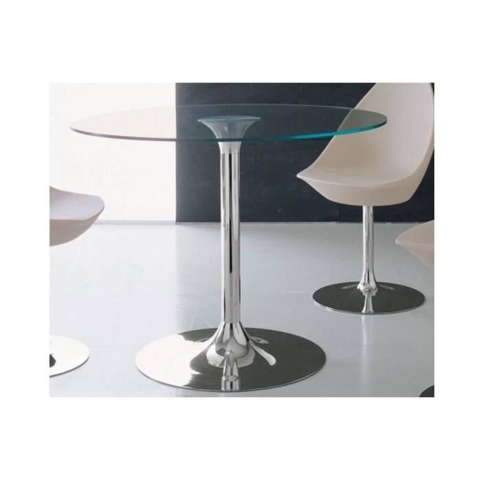 table repas - inside - armony - verre - acier chromé - diamètre 120 cm