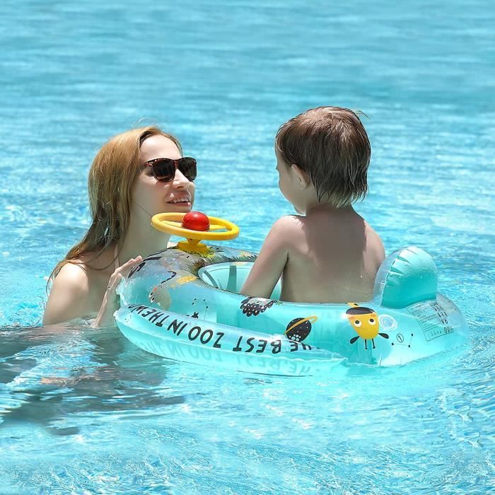 OFKPO Bouée Bébé Gonflable - Siège De Piscine Réglable Avec Double Airbags, Sécurité Et Amusement