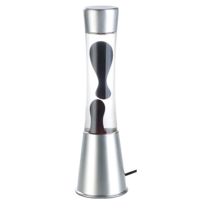 Lampe A Lave En Verre Et Aluminium Noir Transparent Achat