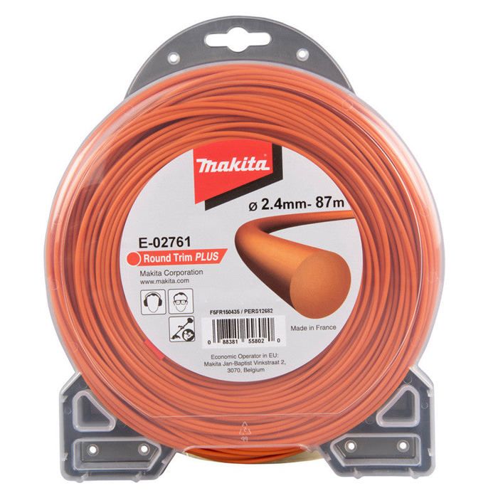 Fil de coupe rond - MAKITA - E-02761 - Diamètre 24 mm - Longueur 87 m - Couleur orange