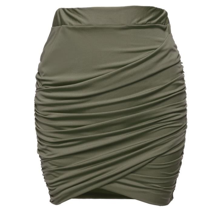 Mini Jupe crayon femme taille élastique Vert arme - Cdiscount Prêt-à-Porter