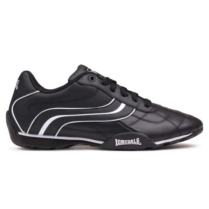 baskets lonsdale camden homme - lacets - noir - passepoils - semelle moulée