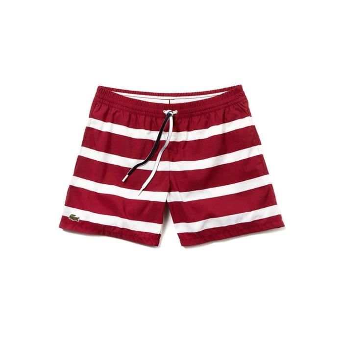Swimsuit Lacoste Big Stripes Grenat Homme Rouge Achat Vente