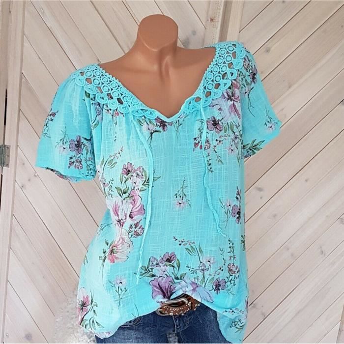 Chemisier Vieux Rose M&S MODE - Coton, Dentelle Bas Et Manches 3/4, Taille 52, Neuf