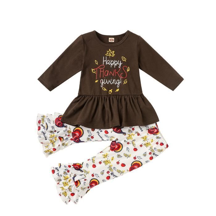 Ou Costume Enfants Hauts Imprimes De Lettres Dessin Anime Thanksgiving Tenues Pantalons Dinde Brun Brun Cdiscount Pret A Porter
