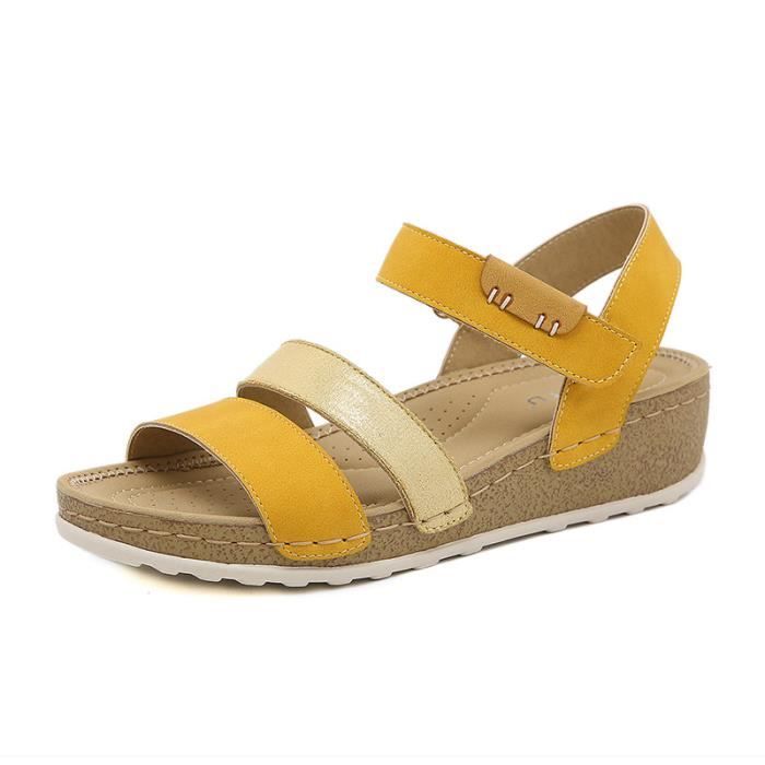 Sandales Orthopédiques Compensées pour Femmes Largeur Grand Confortables Plage Été Marche Robe Chaussures à Enfiler