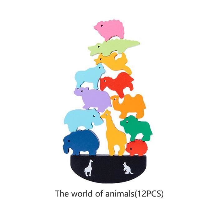 pour Enfants Enfants garçons Filles Meilleur Cadeau Dinosaure en Bois de Montessori Jouets Herefun Blocs d/'Empilage d/'animaux Blocs de Construction d/'équilibre