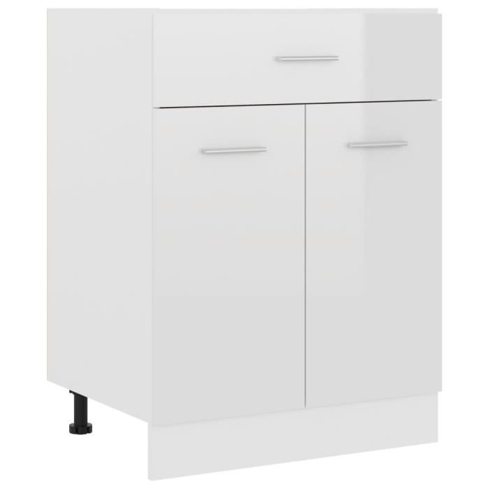 7756jill® buffet de cuisine - armoire de plancher commode à tiroirs cabinet scandinave blanc brillant 60x46x81,5 cm aggloméré size:6