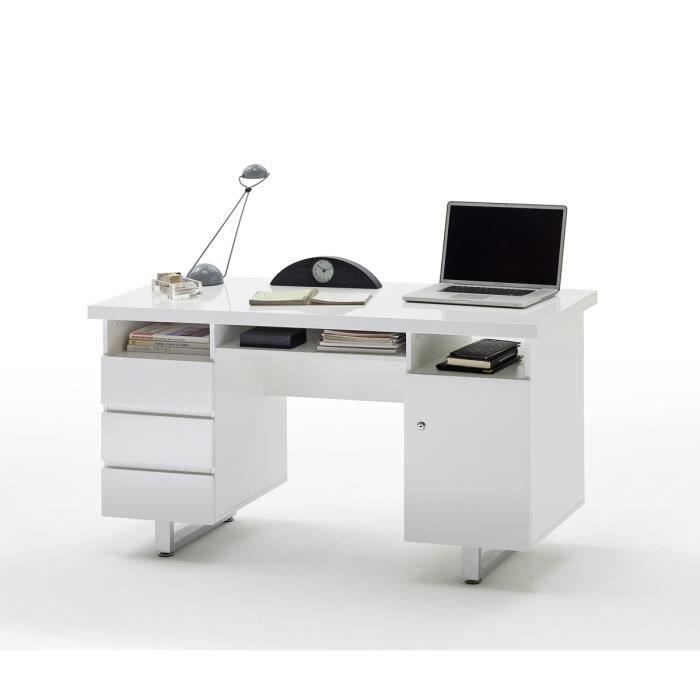 Bureau Laque Blanc Brillant Avec 3 Tiroirs L140 X H76 X P60 Cm Achat Vente Bureau Bureau Blanc Avec 3 Tiroirs Soldes Sur Cdiscount Des Le 20 Janvier Cdiscount