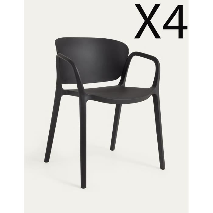 lot de 4 chaises de jardin coloris noir - longueur 60 x profondeur 55 x hauteur 76 cm